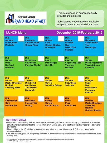 LUNCH Menu December 2015-February 2016