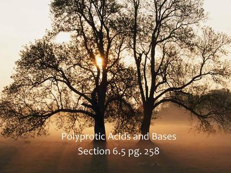 Polyprotic Acids and Bases Section 6.5 pg. 258