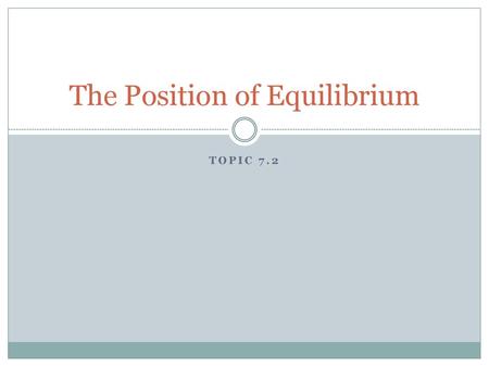 The Position of Equilibrium