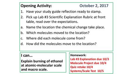 Opening Activity: October 2, 2017