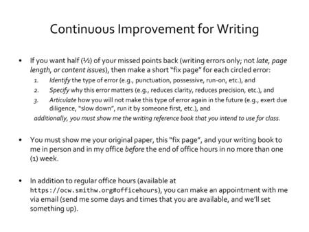 Continuous Improvement for Writing