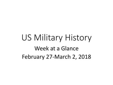 Week at a Glance February 27-March 2, 2018