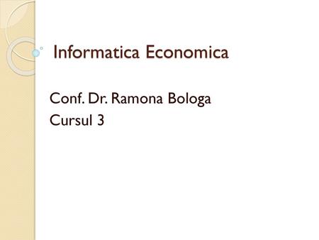 Informatica Economica