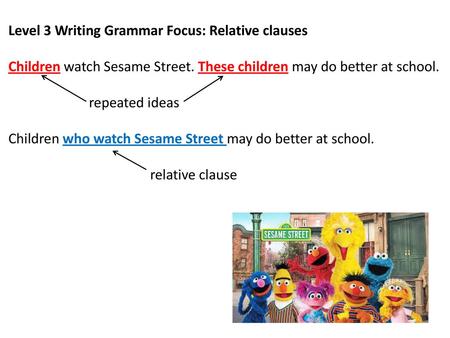 Level 3 Writing Grammar Focus: Relative clauses