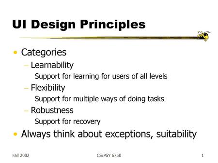 UI Design Principles Categories