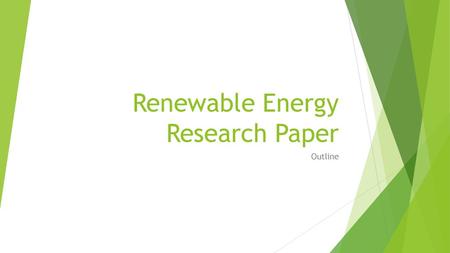 Renewable Energy Research Paper