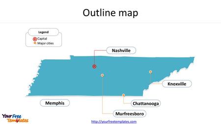 Outline map Nashville Knoxville Memphis Chattanooga Murfreesboro 1