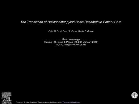 The Translation of Helicobacter pylori Basic Research to Patient Care