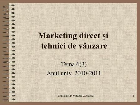 Marketing direct şi tehnici de vânzare