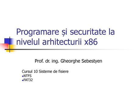 Programare și securitate la nivelul arhitecturii x86