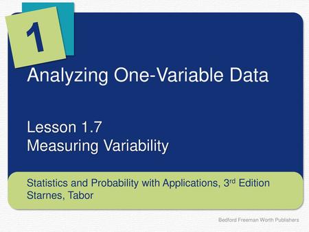 Analyzing One-Variable Data