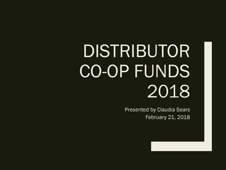 Distributor Co-Op Funds 2018