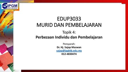 EDUP3033 MURID DAN PEMBELAJARAN