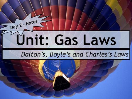 Dalton’s, Boyle’s and Charles’s Laws