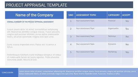 PROJECT APPRAISAL TEMPLATE