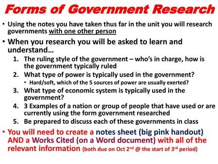 Forms of Government Research