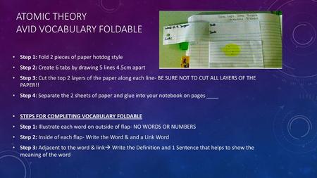 Atomic Theory AVID Vocabulary Foldable