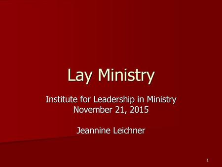 Institute for Leadership in Ministry