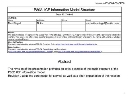 P802.1CF Information Model Structure