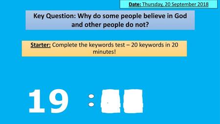 Starter: Complete the keywords test – 20 keywords in 20 minutes!