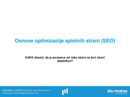 Osnove optimizacije spletnih strani (SEO)