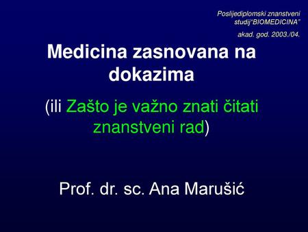 Medicina zasnovana na dokazima