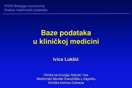 Baze podataka u kliničkoj medicini