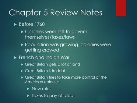 Chapter 5 Review Notes Before 1760