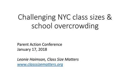 Challenging NYC class sizes & school overcrowding