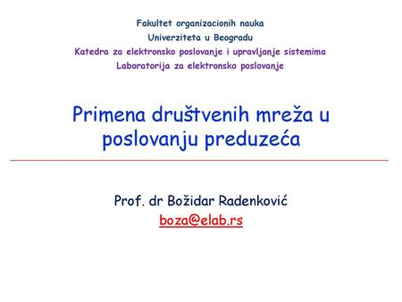 Primena društvenih mreža u poslovanju preduzeća