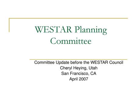 WESTAR Planning Committee