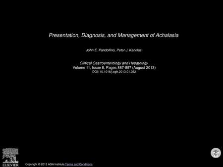 Presentation, Diagnosis, and Management of Achalasia