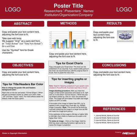 Tips for inserting graphs or images Tips for Title/Headers Bar Color