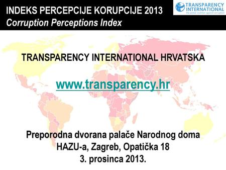 INDEKS PERCEPCIJE KORUPCIJE 2013 Corruption Perceptions Index