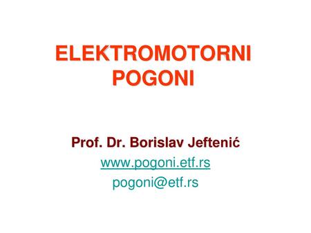 ELEKTROMOTORNI POGONI