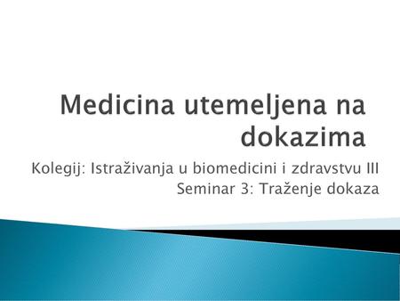 Medicina utemeljena na dokazima