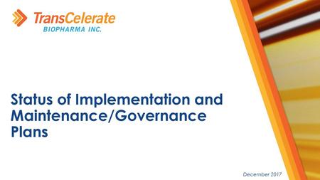 Status of Implementation and Maintenance/Governance Plans