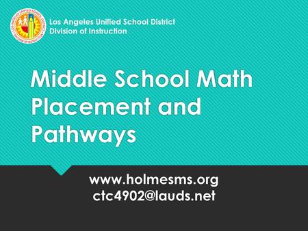 Middle School Math Placement and Pathways