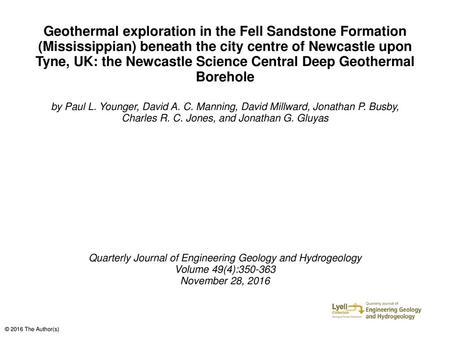 Quarterly Journal of Engineering Geology and Hydrogeology