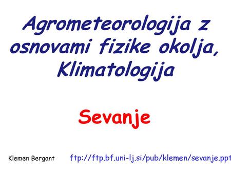 Agrometeorologija z osnovami fizike okolja, Klimatologija