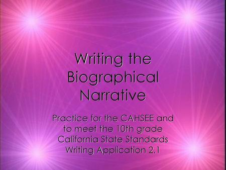 Writing the Biographical Narrative