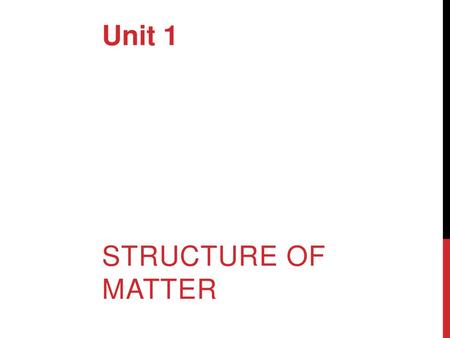 Unit 1 STRUCTURE OF MATTER.