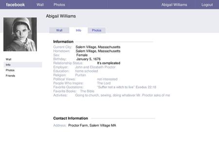 facebook Abigail Williams Wall Photos Abigail Williams Logout