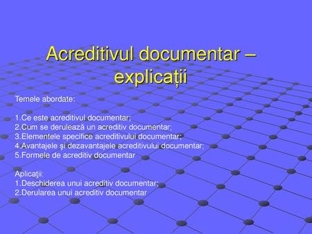 Acreditivul documentar – explicații