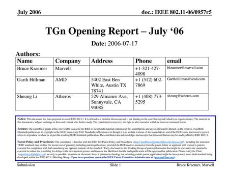 TGn Opening Report – July ‘06