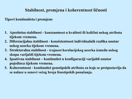 Stabilnost, promjena i koherentnost ličnosti