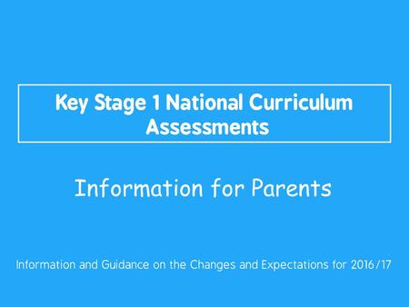 Key Stage 1 National Curriculum