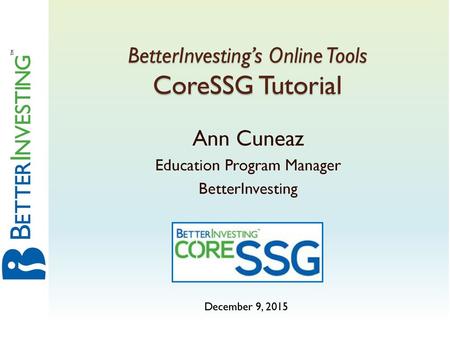 BetterInvesting’s Online Tools CoreSSG Tutorial