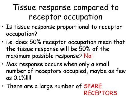 Tissue response compared to receptor occupation