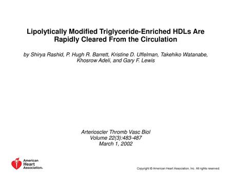 Arterioscler Thromb Vasc Biol